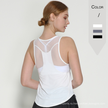 Оптовая работа в тренажерном зале Tank Top Women Randeveless Top Top Mesh Vest Yoga носить свободный спортивный топ